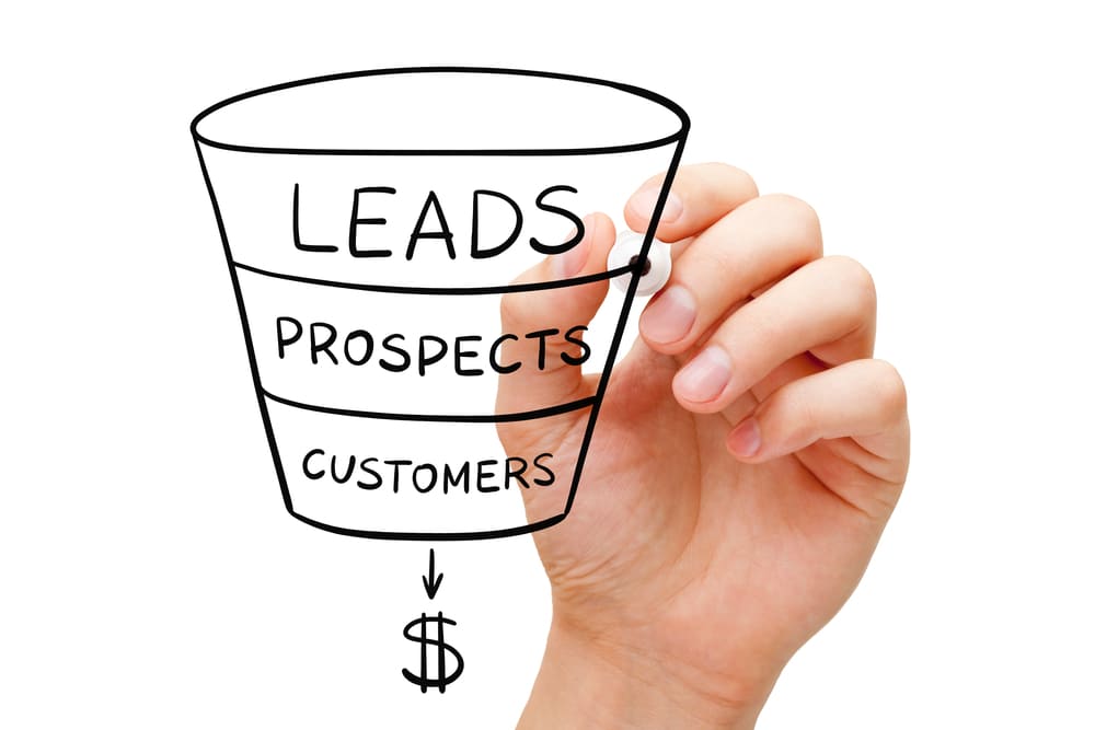 Hand drawing sales funnel business concept 
